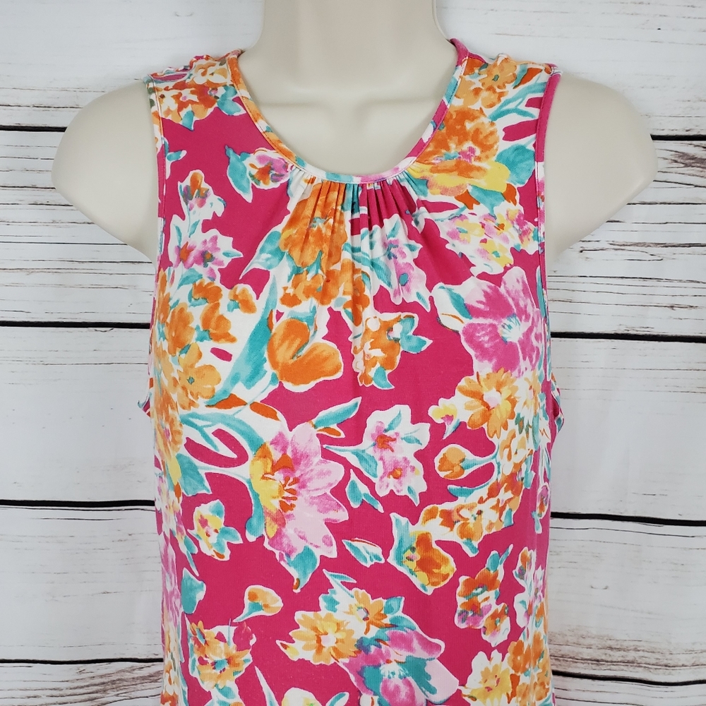 Chaps | Floral Keyhole Back Tank Top - Picture 3 of 7